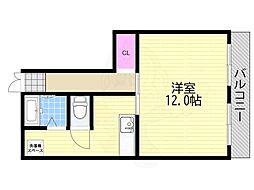 金川マンション 1DKの間取図画像