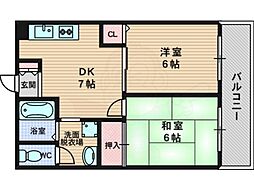 第4エンシンハイツ 2DKの間取図画像