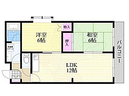 シャン・クレール豊新 2LDKの間取図画像