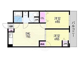 第二高光マンション 2DKの間取図画像