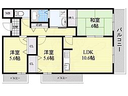 インペリアル上新庄 3LDKの間取図画像