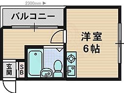 ビラ小松 ワンルームの間取図画像