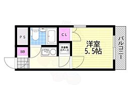 トーカン東淀川キャステール 1Kの間取図画像