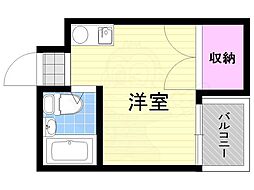 ロフティアワジ1 ワンルームの間取図画像