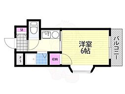 竹中マンション 1Kの間取図画像