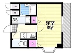 レジデンス南高浜 1Kの間取図画像