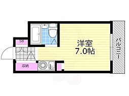 津田ハイツ ワンルームの間取図画像