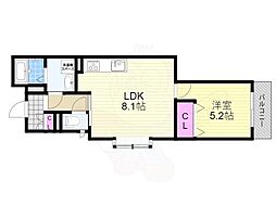 クリエオーレ南江口 1LDKの間取図画像