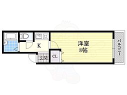 エクセレント上新8 1Kの間取図画像