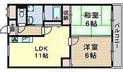 メゾンドゥソレイユ 2LDKの間取図画像