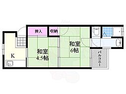 親交テラス相川 2Kの間取図画像