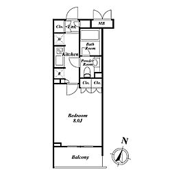 プレミアステージ市ヶ谷河田町 1Kの間取図画像