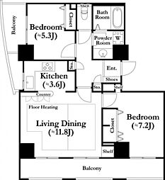 河田町ガーデン2号棟 2LDKの間取図画像