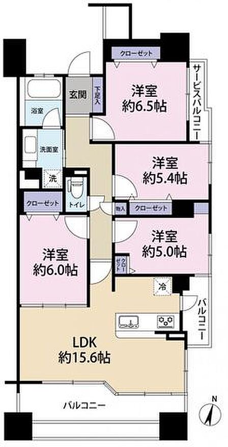 専有面積87.32平米の4LDK角部屋