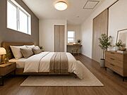 《主寝室》7.75帖のゆとりがありWIC・カウンター付です。※家具はCGによるイメージです。