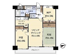 ライオンズマンション成田町 2SLDKの間取図画像