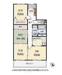 昭和マンション野草園 3DKの間取図画像