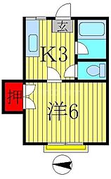 駒木コーポ 1Kの間取図画像