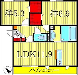 エムワイハイツ 2LDKの間取図画像