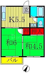 しこだサンハイツ 2Kの間取図画像