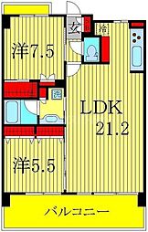 プレシャスタワー柏 2LDKの間取図画像