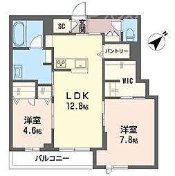 ヴェル・クレージュ 2LDKの間取図画像