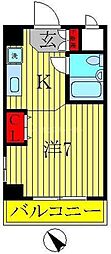 マンションニューシャイン ワンルームの間取図画像
