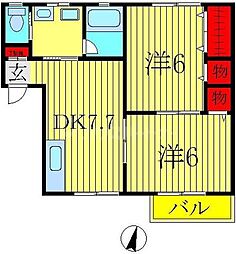 サンドゥエル柏の葉 2DKの間取図画像