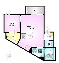 柏市あけぼの2丁目アパート 1LDKの間取図画像