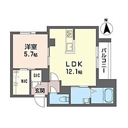 グランデヒルズ 1LDKの間取図画像