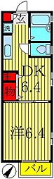 エスティーヌB 1DKの間取図画像