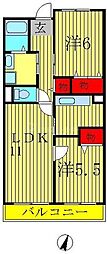 グラシュー 2LDKの間取図画像