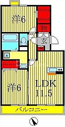 グランドソレイユB 2LDKの間取図画像