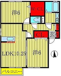クレストパークA 2LDKの間取図画像