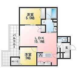 練馬区豊玉南1丁目マンション 2LDKの間取図画像