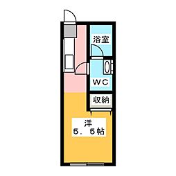 パナハイツ中村 ワンルームの間取図画像