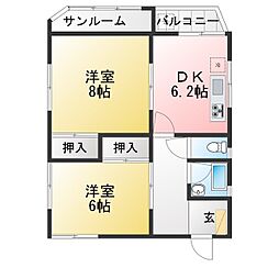 岡村ビル 1Kの間取図画像
