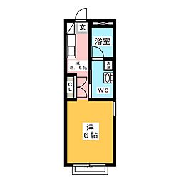 メゾン花水木 1Kの間取図画像