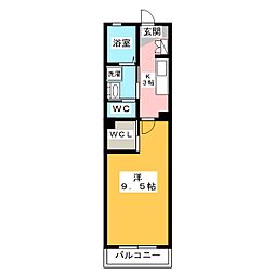 シャー・ロット 1Kの間取図画像