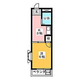 アテイ桜台 1Kの間取図画像