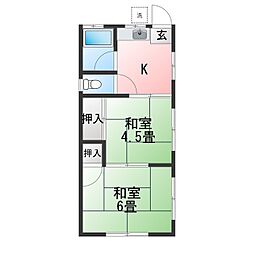 コーポ曷川 2Kの間取図画像