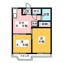 アビタシオン井荻 2DKの間取図画像