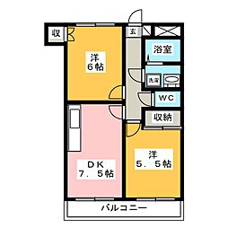 エスパースアンティーム 2DKの間取図画像