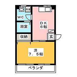 山元マンション 1DKの間取図画像