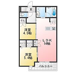 練馬区向山3丁目マンション 2LDKの間取図画像