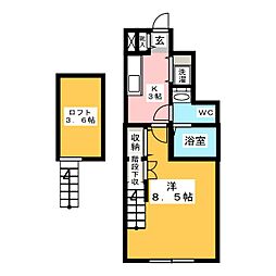 メルヴェーユ 1Kの間取図画像
