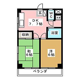 プロスパー1 2DKの間取図画像