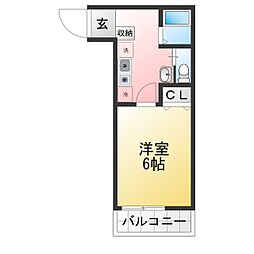 わかおハイツ1 1Kの間取図画像