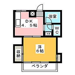 ハウス臼井 1DKの間取図画像