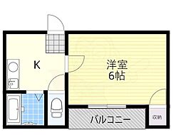 ベルハツモト 1Kの間取図画像